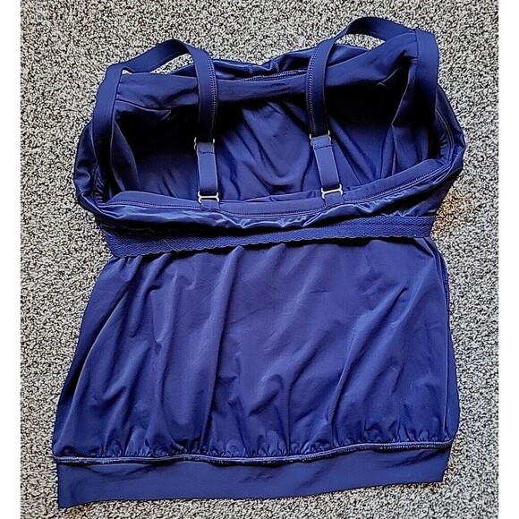 Lands' End Swim Top Navy 16 DD Reg Tankini LG Tummy Hiding Blouson Modest S606 - Picture 3 of 7
